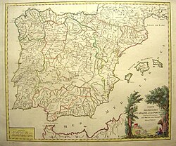 Mapa de las regiones españolas en 1770