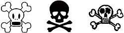 Símbolos gráficos que representan calaveras