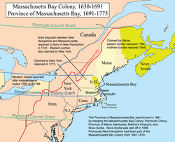 Mapa histórico representativo de Massachusetts
