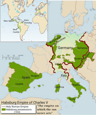 Mapa del imperio de Carlos I