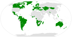 Mapa mundial que muestra los miembros, signatarios y no miembros del Segundo Protocolo Facultativo.