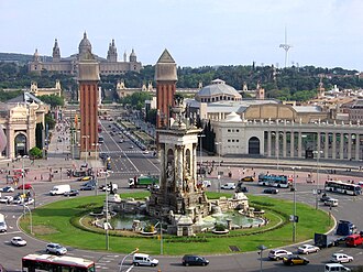 Plaza de España de Barcelona en una vista general