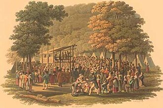 Grabado de un Culto Campestre de 1819