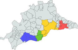 Áreas metropolitanas de la provincia de Málaga según el proyecto AUDES5.
