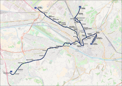 Mapa esquemático del tranvía que conecta con el aeropuerto