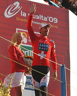 Cancellara celebrando en la Vuelta a España