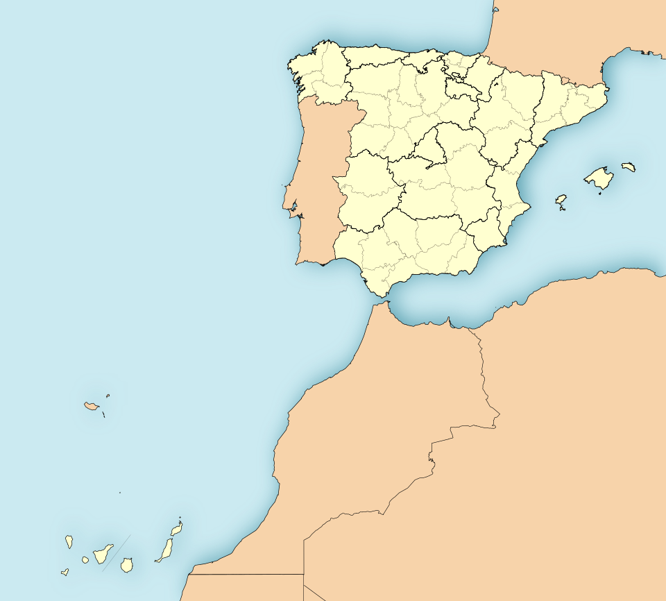 Localización de los destinos nacionales desde Vitoria