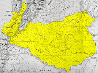 Mapa antiguo de la Provincia de Popayán en 1810