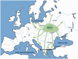 Mapa de la expansión de los pueblos eslavos entre los siglos V y X
