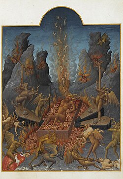 Detalle del Infierno en Las muy ricas horas de Jean de Berry
