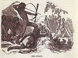 Combate entre mineros y amerindios.