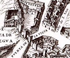 Representación de la Puerta de la Vega en el plano de Teixeira de 1656