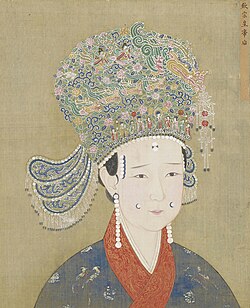 Retrato de corte oficial chino de la emperatriz y esposa del emperador Qinzong