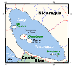 Imagen satelital y mapa del Lago Cocibolca