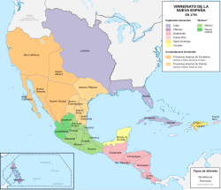 Mapa histórico de Nueva España en 1794