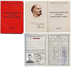 Carnet de militante del PCUS.