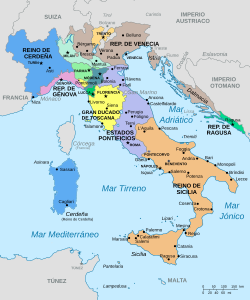 Mapa de Italia en 1796