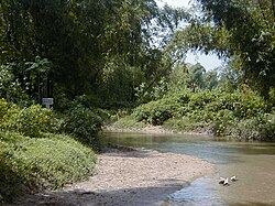 Material detrítico en el curso de un río