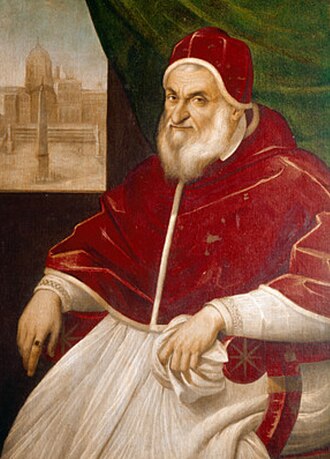 Retrato o representación histórica relacionada con el pontificado de Sixto V