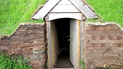 Reconstrucción de la entrada de una casa vikinga