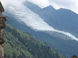 Lengua del glaciar de Bossons que desciende hacia el valle de Chamonix