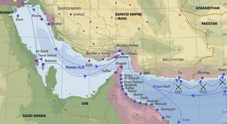 Mapa histórico de las rutas comerciales y puertos portugueses en los siglos XVI y XVII