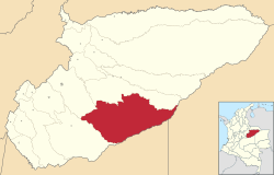 Mapa de ubicación de Orocué en el departamento de Casanare