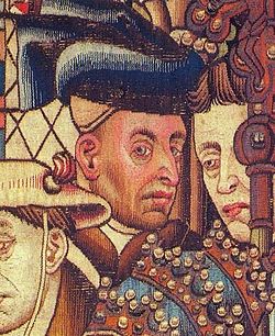 Detalle del tapiz de las justicias de Trajano y Herkenbald conservado en Berna.