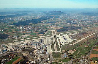 Vista aérea del aeropuerto de Zúrich