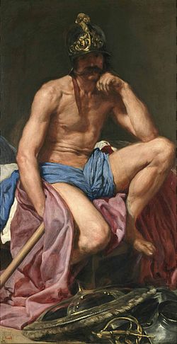 Pintura El dios Marte de Diego Velázquez conservada en el Museo del Prado.