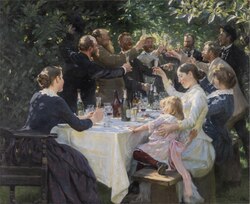 Fiesta en casa del pintor Peder Severin Krøyer en Dinamarca