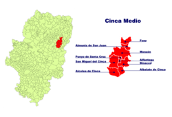 Representación gráfica y datos de superficie del Cinca Medio