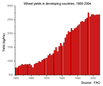 Evolución de la productividad de los cultivos de trigo en países en desarrollo