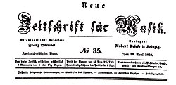 Página frontal de la Neue Zeitschrift für Musik