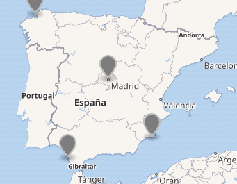 Mapa de ubicación de los centros de trabajo de Navantia