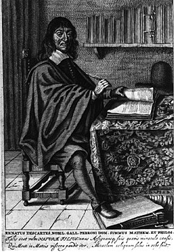 René Descartes en su escritorio.