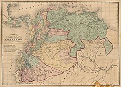 Representación cartográfica histórica de Nueva Granada, Ecuador y Venezuela en el siglo XIX