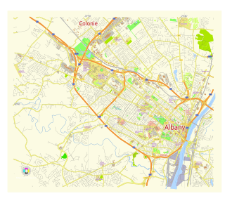 Plano vectorial de calles de Albany, Nueva York
