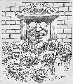 Caricatura política de los delegados del partido Bull Moose