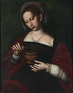 María Magdalena, cuadro de Ambrosius Benson, Museo Groeninge de Brujas.