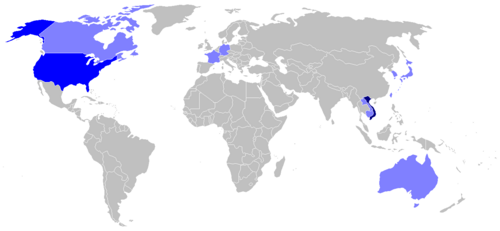 Mapa de distribución global de hablantes de vietnamita