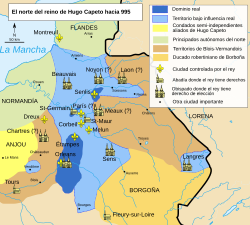 Territorios bajo la influencia inicial de Hugo Capeto
