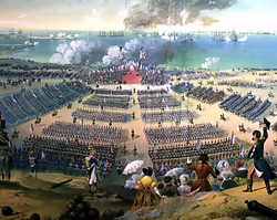 Representación de Napoleón y su ejército en Boulogne en 1804