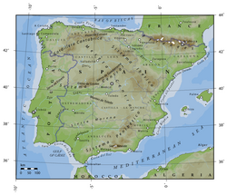 Mapa físico-político de la península ibérica