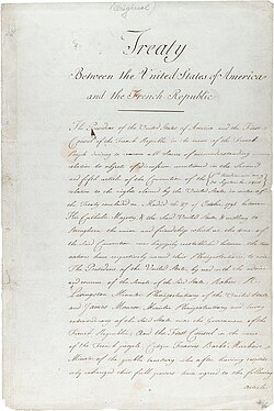 Documento histórico que representa el tratado original de la adquisición