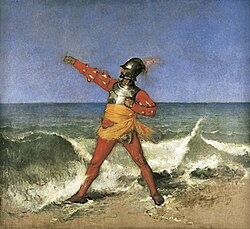 Pintura de Ignacio Merino sobre Pizarro tomando posesión del Pacífico