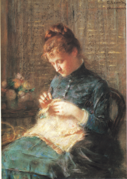 Portrait de la mère du peintre, pintura de Charles Léandre