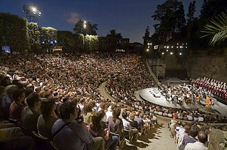 Vista general del Teatro Griego en Montjuic construido para la Exposición Universal de 1929