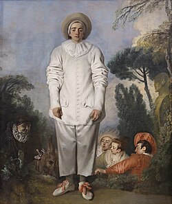 Pintura titulada Gilles de Antoine Watteau, datada en 1721