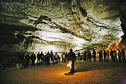 Ilustración del sistema de galerías de Mammoth Cave en Estados Unidos.